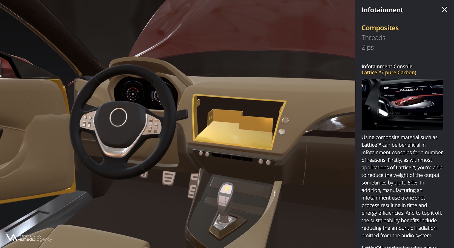 Interior of the Coats Automotive 3D interactive website model